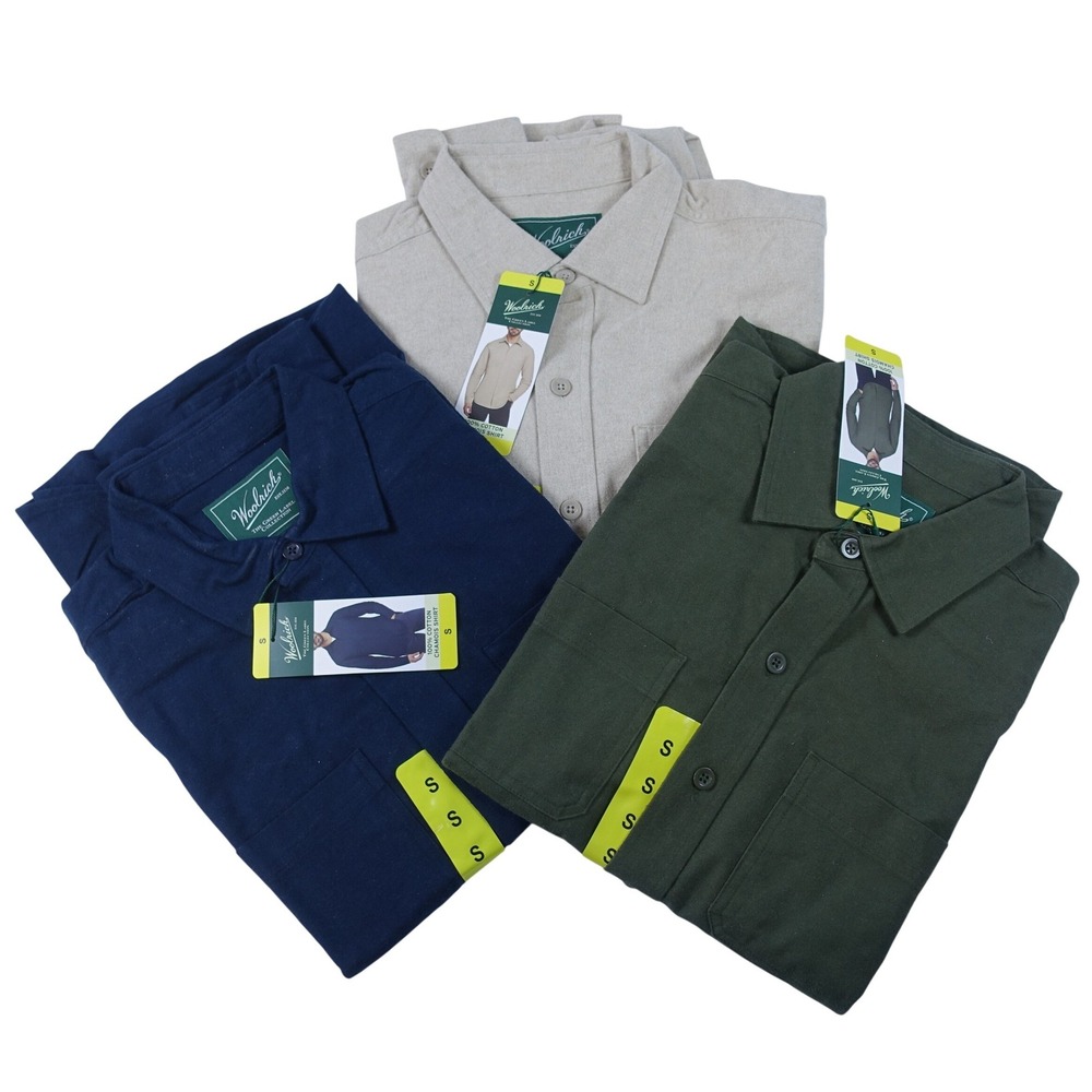 Lot of 3 Woolrich Chamois Shirt Men Small Cotton Long Sleeve Button Front NWT
